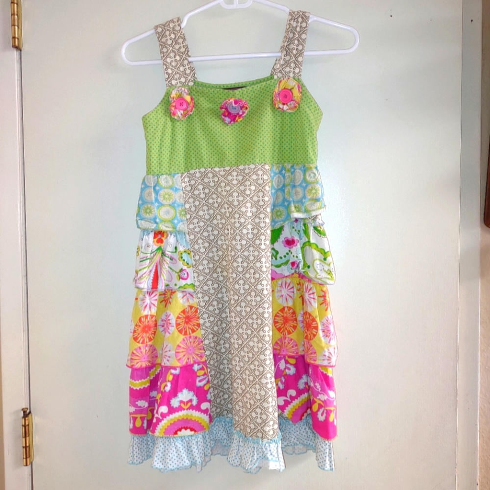Mustard Pie Girl Summer Ruffle Dress EUC Size 8